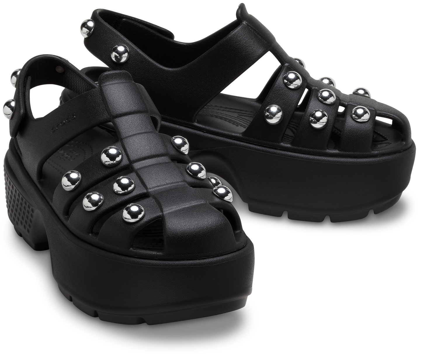Crocs Stomp Studded Fisherman Sandals Black