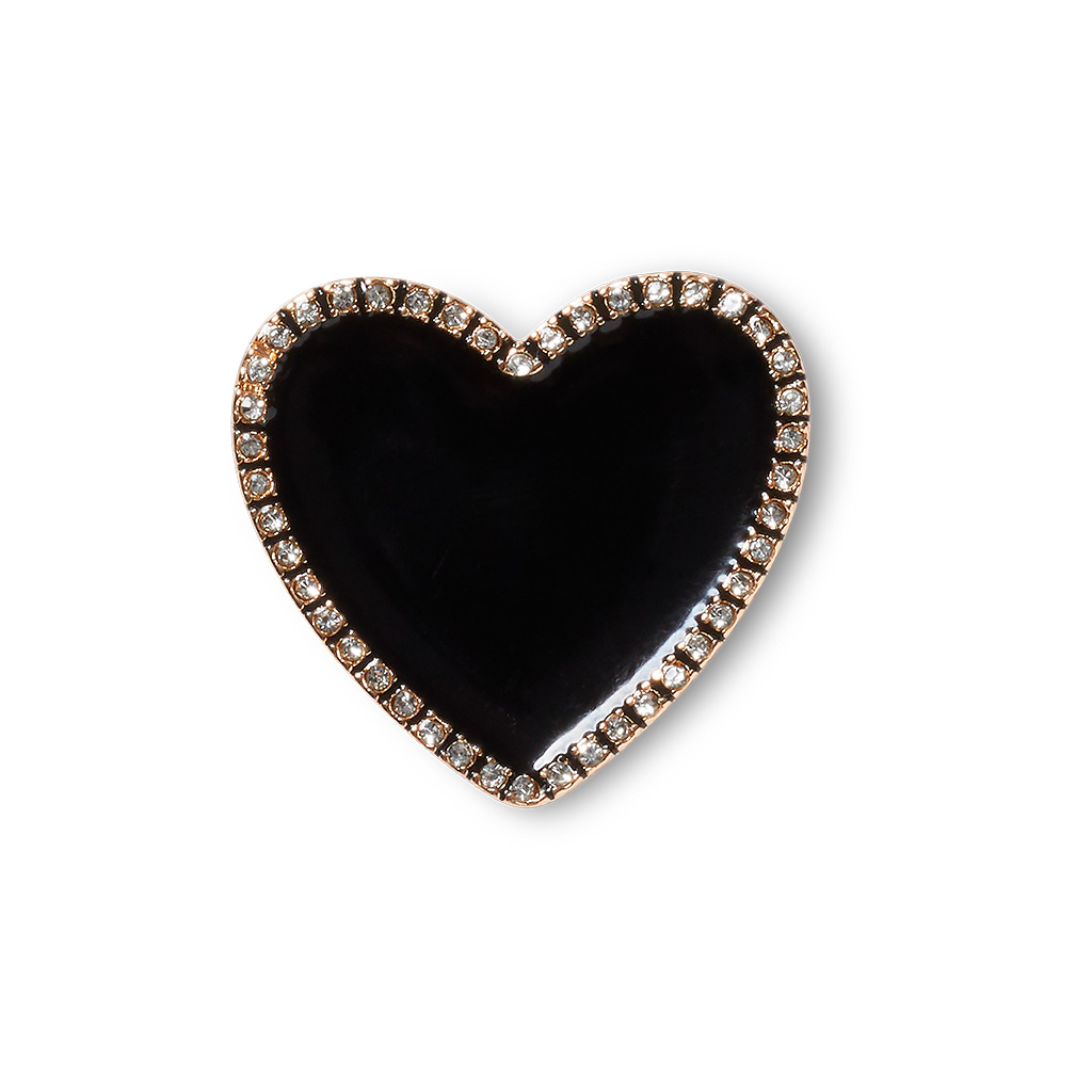 Jibbitz™ Black Heart with Gold Outline