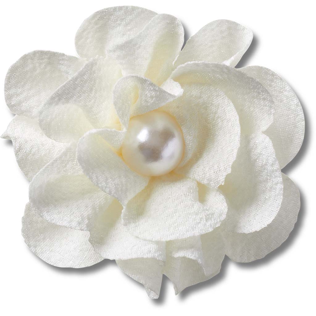 Jibbitz™ White Fabric Flower With Pearl