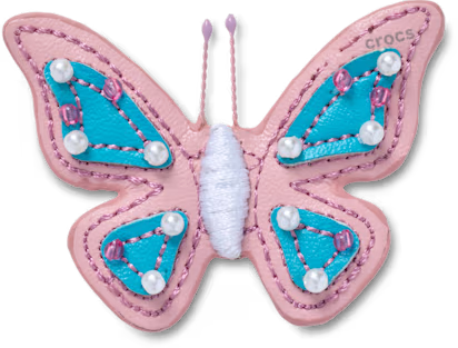Jibbitz™ Faux Leather Pink Butterfly