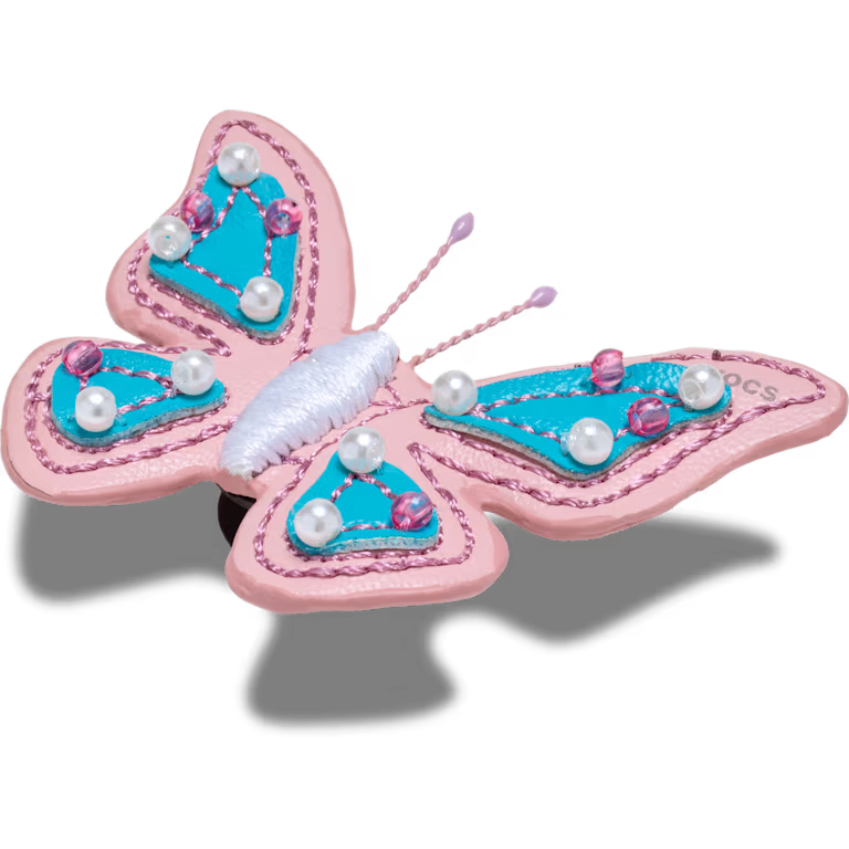 Jibbitz™ Faux Leather Pink Butterfly